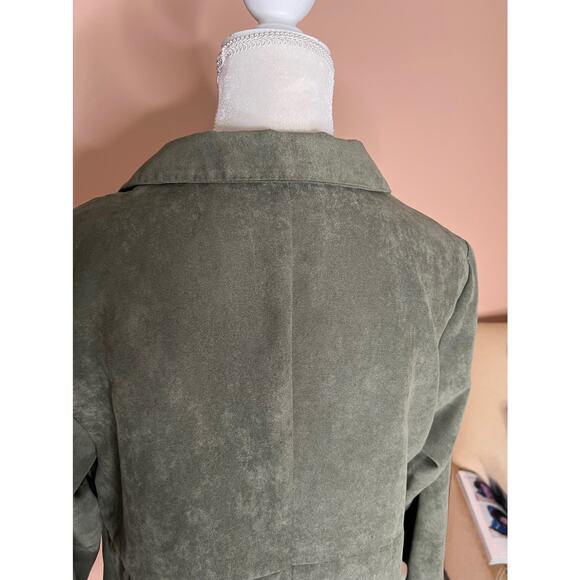 baby & me olive green snap button shirt Blouse Textured Long Sleeve tunic sz M - Picture 11 of 12